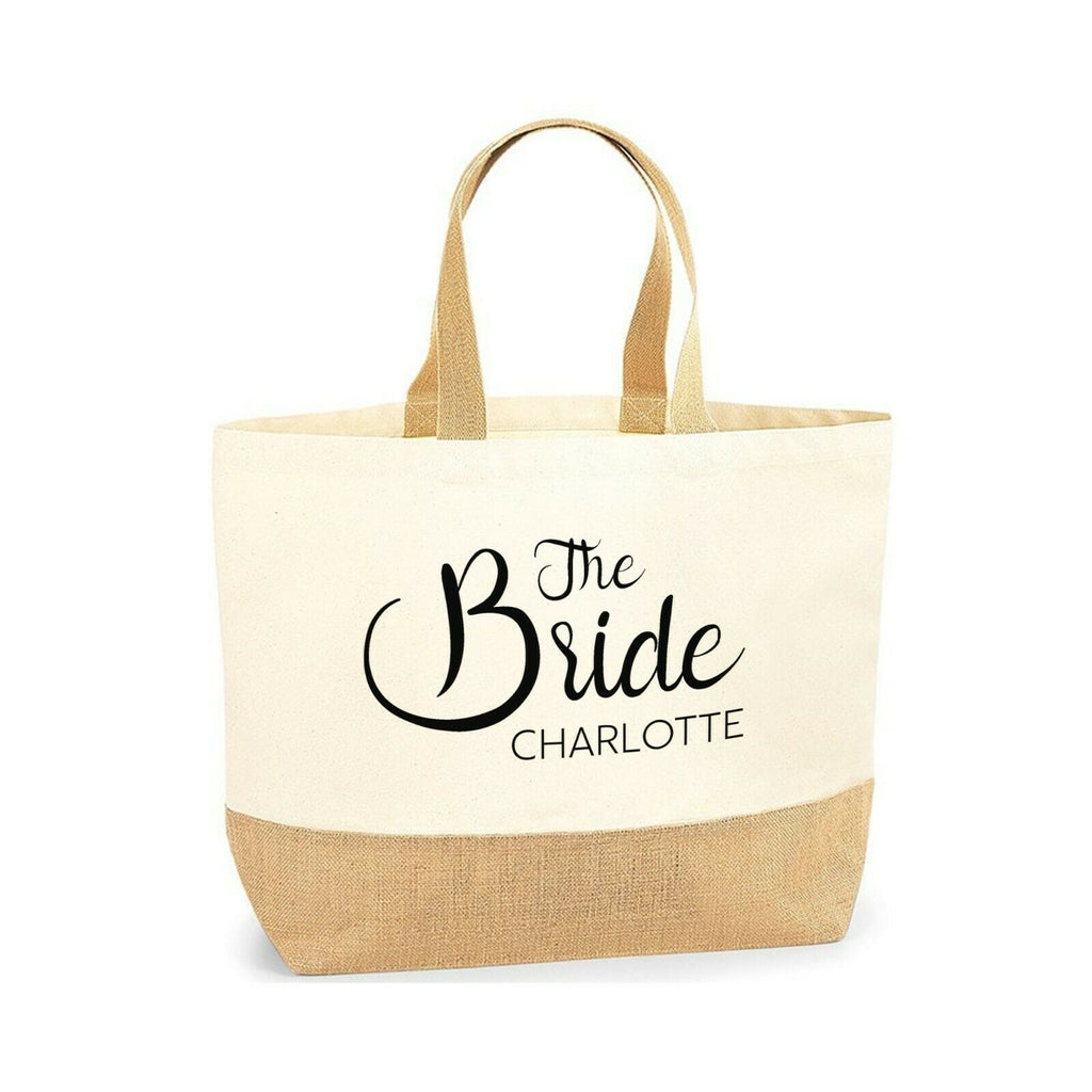 Personalised Tote Bag Bride To Be Wedding Bride Maid Hen Party Jute Base Canvas - Tote Bag | Ai Printing - Ai Printing