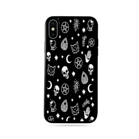 Gothic Skull Cat Tattoos Heart Spooky Halloween Phone Case For iPhone Samsung