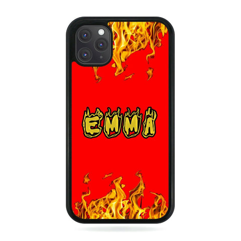 Personalised Name Red Flame Fire Phone Case Cover | Ai Printing